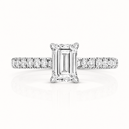 18ct white gold emerald cut lab diamond engagement ring alternative view