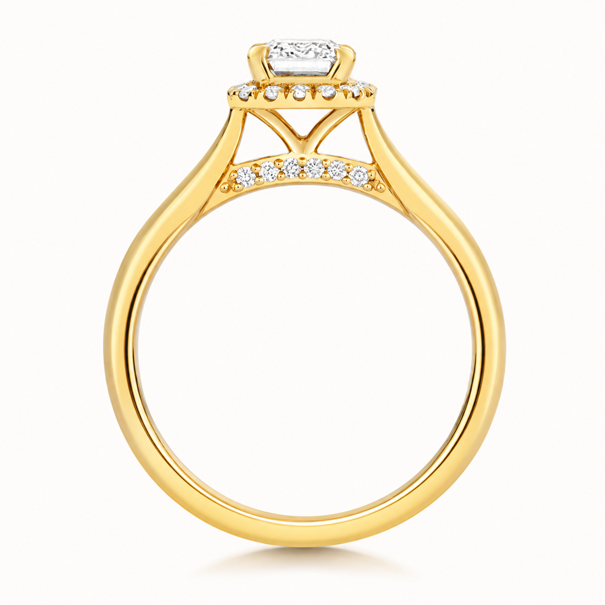 18ct yellow gold emerald cut lab diamond engagement ring alternative view
