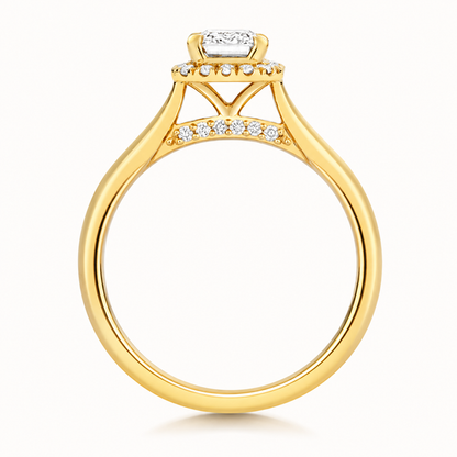 18ct yellow gold emerald cut lab diamond engagement ring alternative view