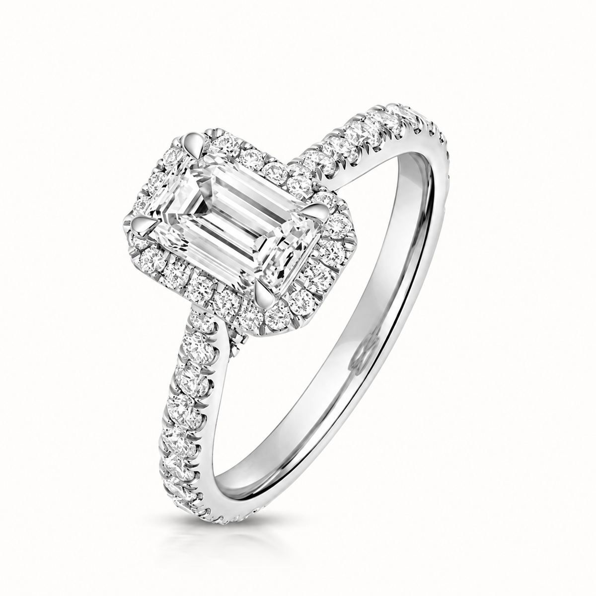 18ct gold emerald cut lab diamond engagement ring alternative view