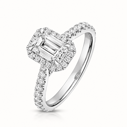 18ct gold emerald cut lab diamond engagement ring alternative view