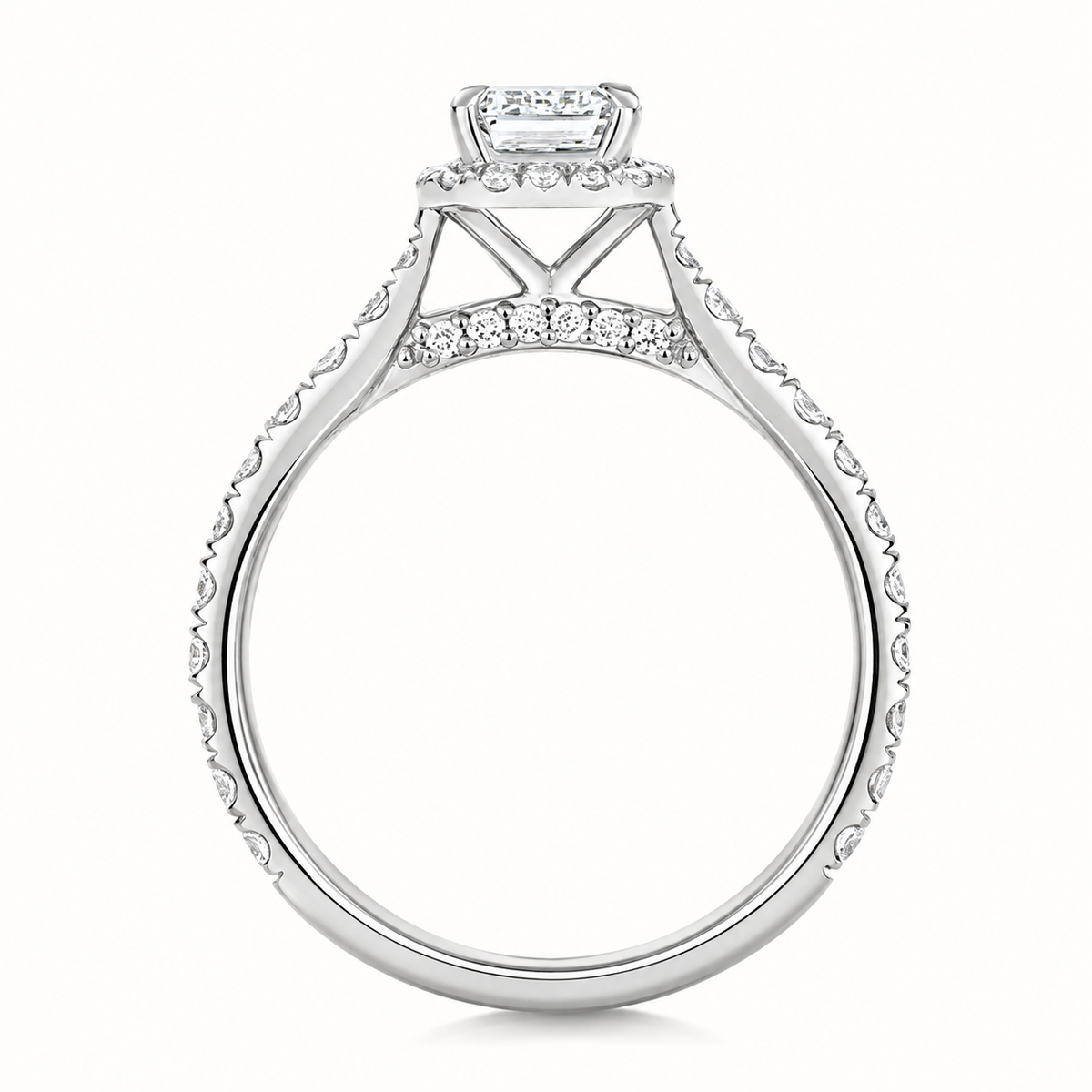 18ct gold emerald cut lab diamond engagement ring alternative view