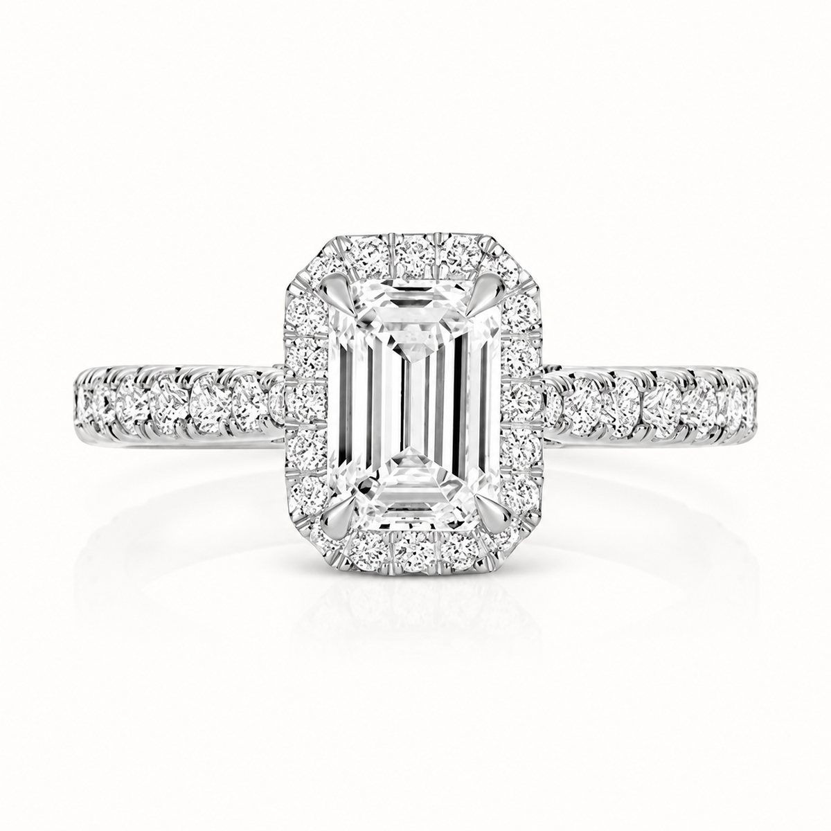 18ct gold emerald cut lab diamond engagement ring alternative view