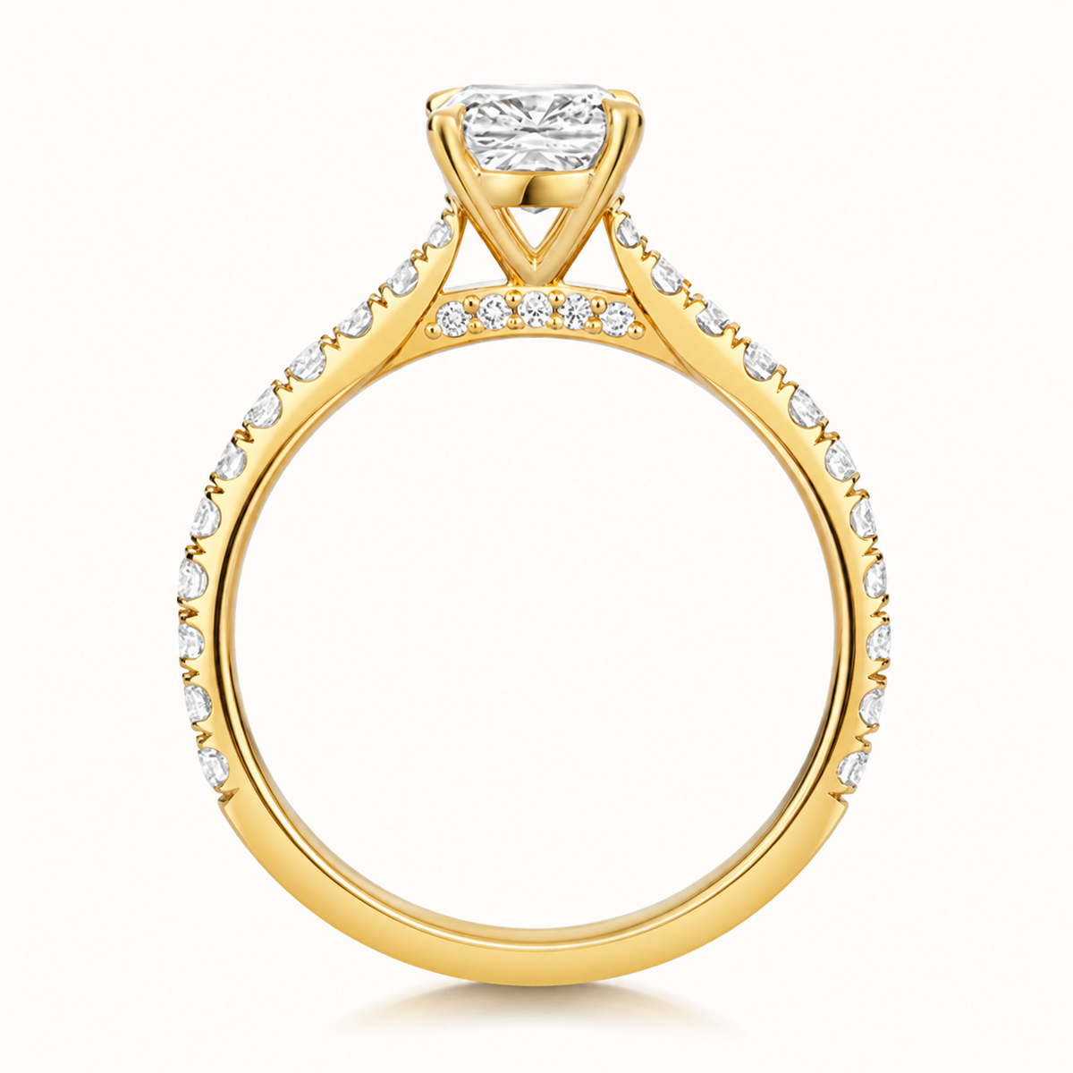 18ct gold cushion lab diamond engagement ring alternative view