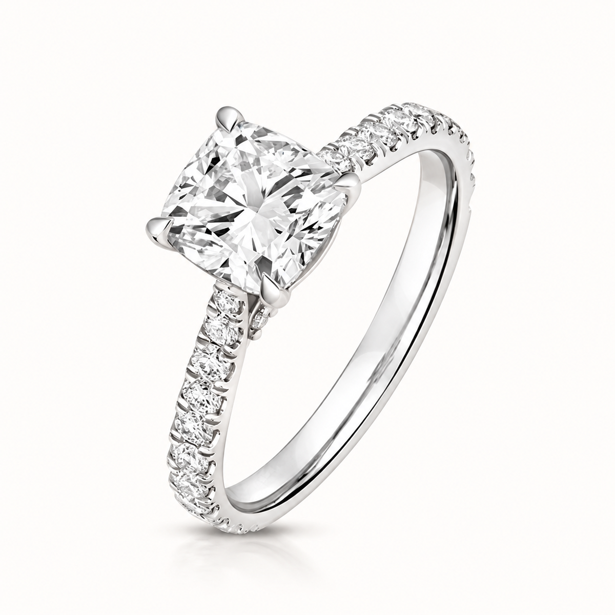 18ct gold cushion lab diamond engagement ring alternative view