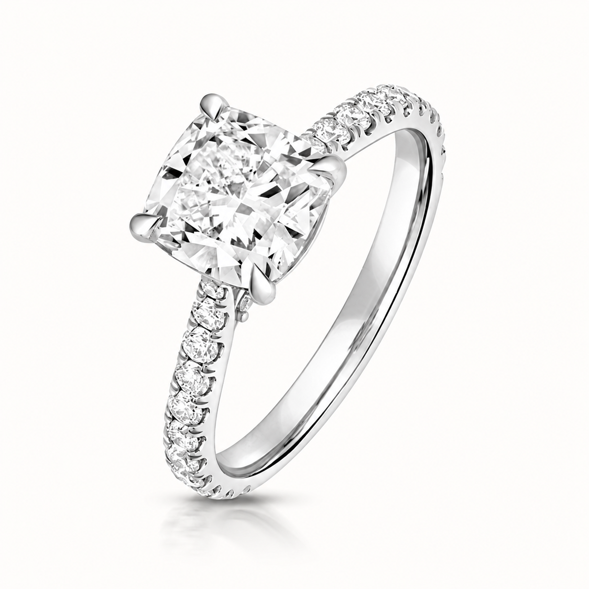 18ct gold cushion lab diamond engagement ring alternative view