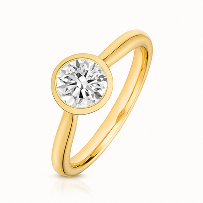 18ct gold round rubover lab diamond engagement ring alternative view