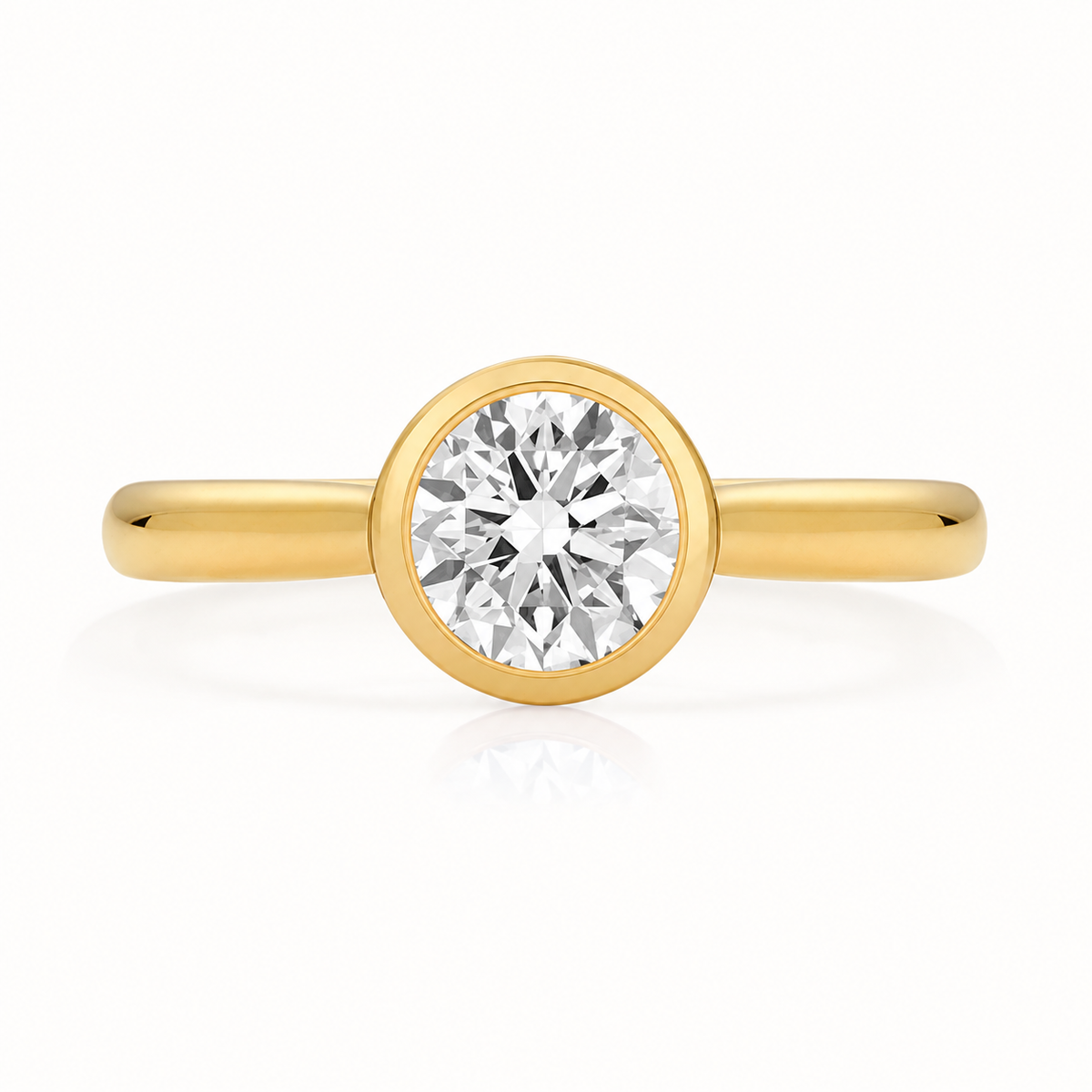 18ct gold round rubover lab diamond engagement ring alternative view