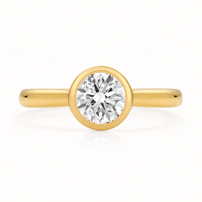 18ct gold round rubover lab diamond engagement ring alternative view