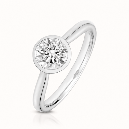 18ct gold round rubover lab diamond engagement ring alternative view