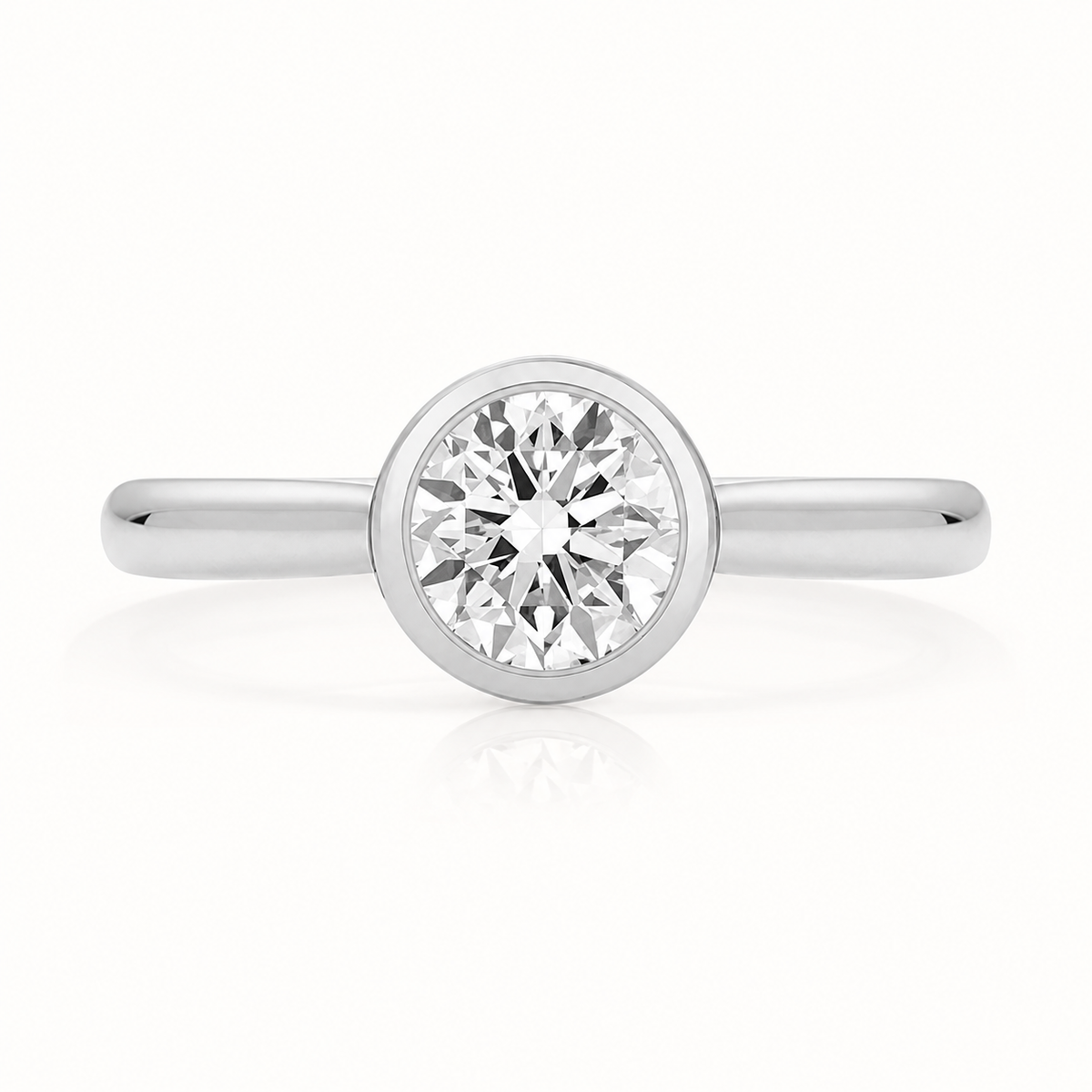 18ct gold round rubover lab diamond engagement ring alternative view