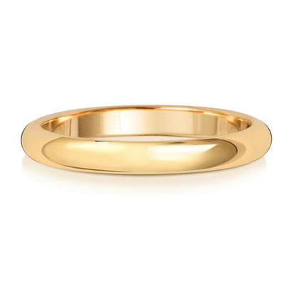 D-Shape Wedding Band 2.5mm in yellow gold, lying flat