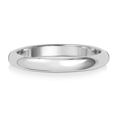 D-Shape Wedding Band 2.5mm in white gold, lying flat