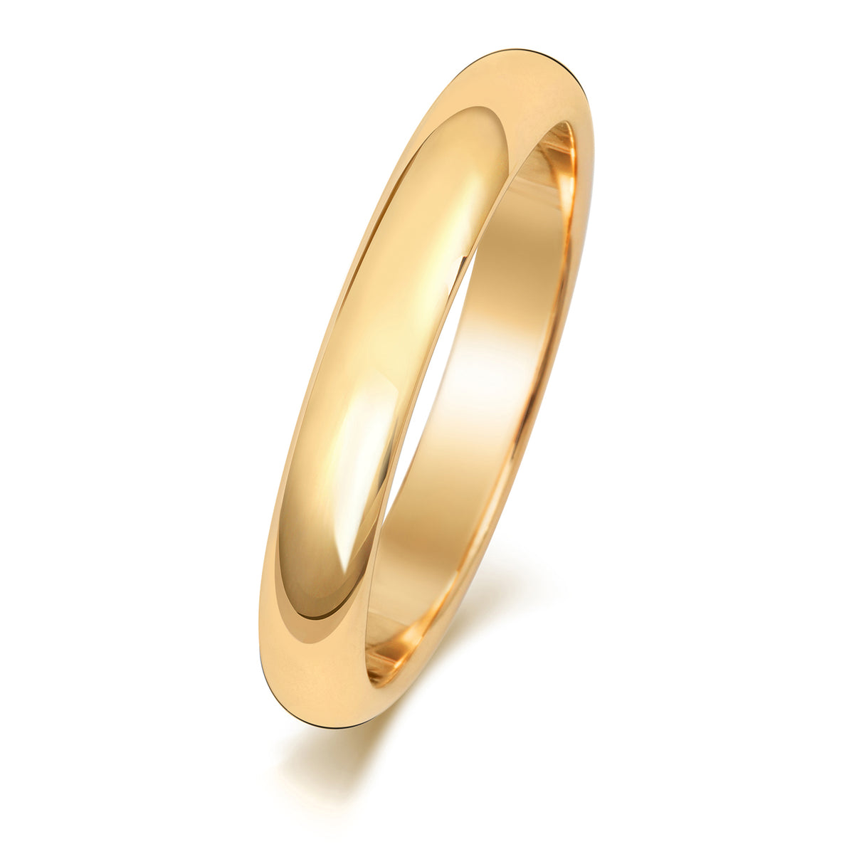 Plain D-Shape Wedding Band · 3mm in 9ct yellow gold