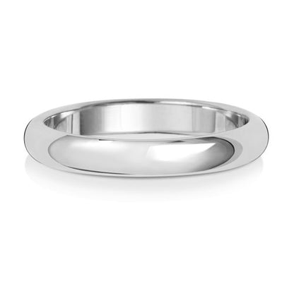D-Shape Wedding Band 3mm in white gold, lying flat