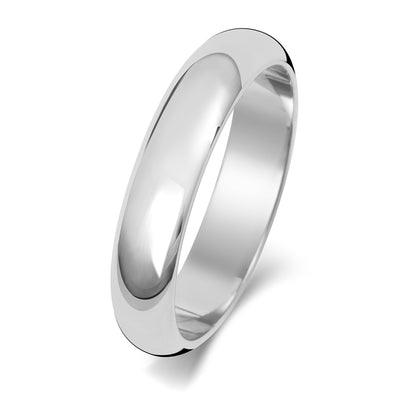 Plain D-Shape Wedding Band · 4mm in 9ct white gold