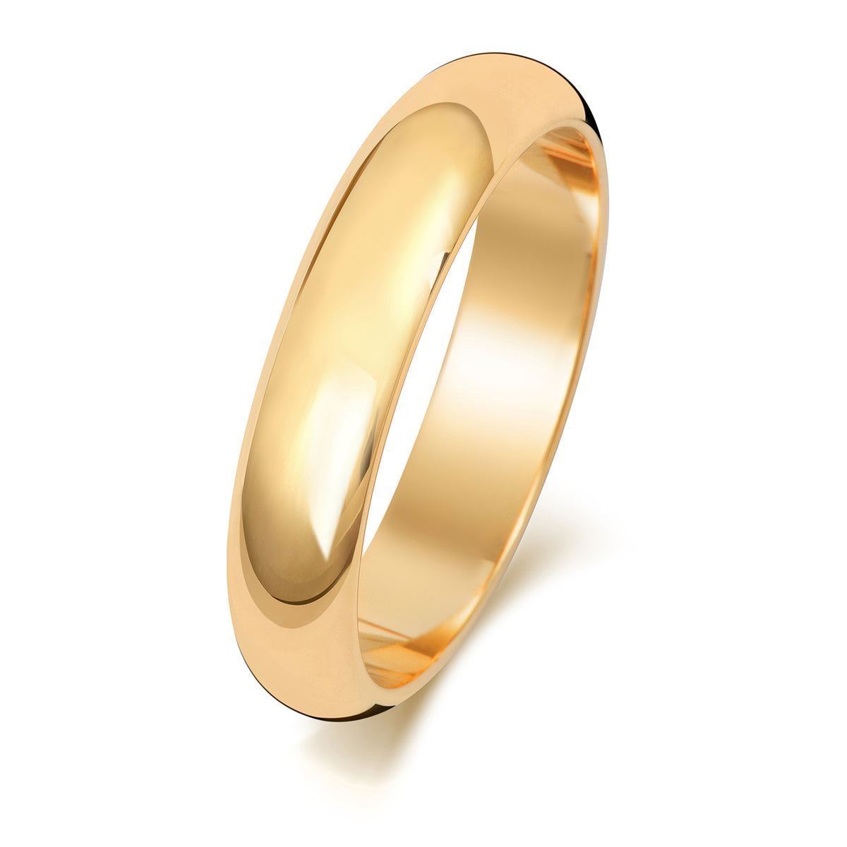 Plain D-Shape Wedding Band · 4mm in 9ct yellow gold