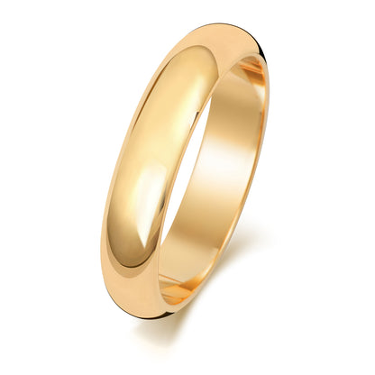 Plain D-Shape Wedding Band · 4mm in 9ct yellow gold