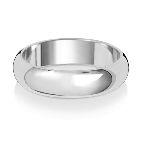D-Shape Wedding Band 5mm in white gold, lying flat