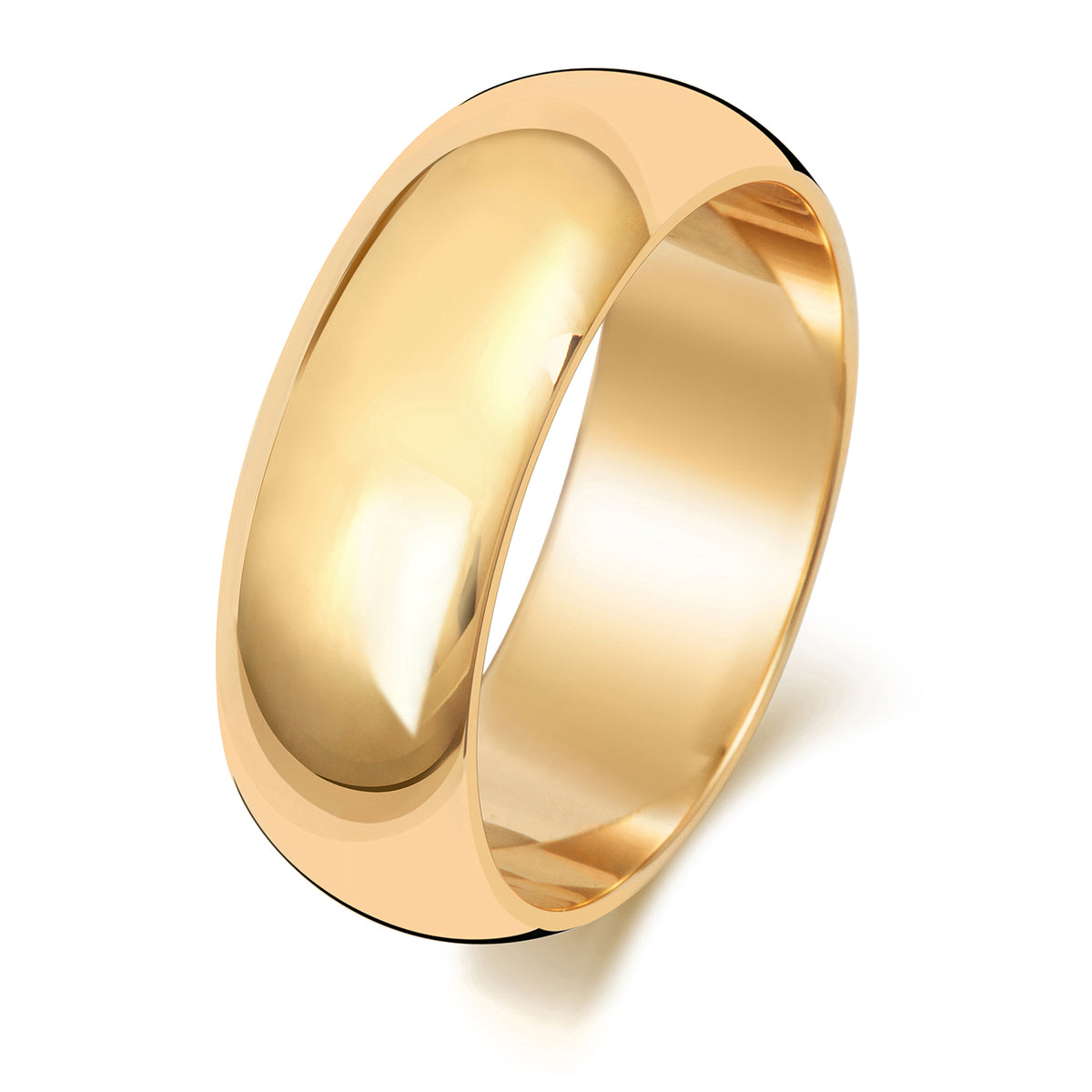 Plain D-Shape Wedding Band · 7mm in 9ct yellow gold