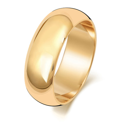 Plain D-Shape Wedding Band · 7mm in 9ct yellow gold