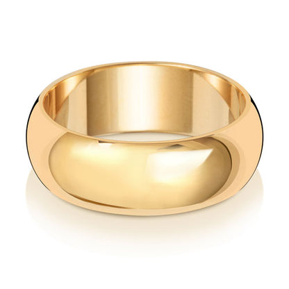 D-Shape Wedding Band 7mm in yellow gold, lying flat