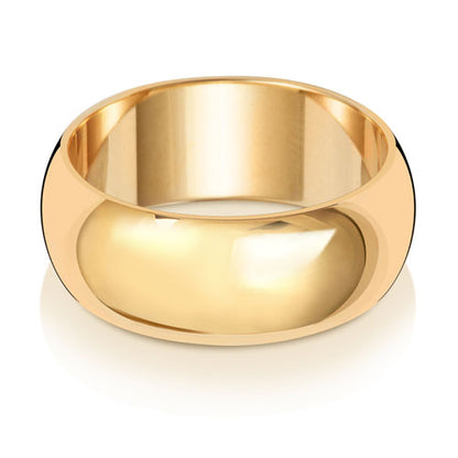 D-Shape Wedding Band 8mm in yellow gold, lying flat