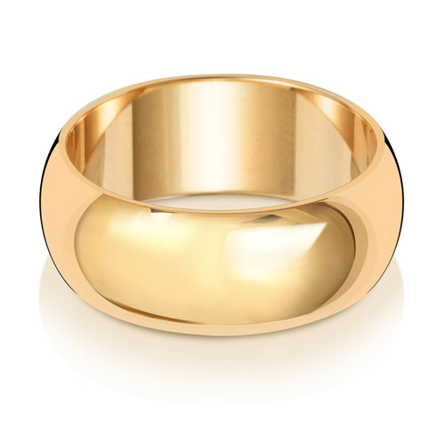 D-Shape Wedding Band 8mm in yellow gold, lying flat