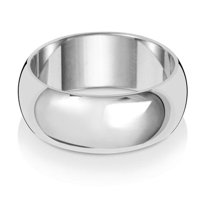 D-Shape Wedding Band 8mm in white gold, lying flat