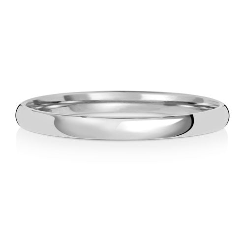 Slight Court Wedding Band 2mm in white gold, lying flat