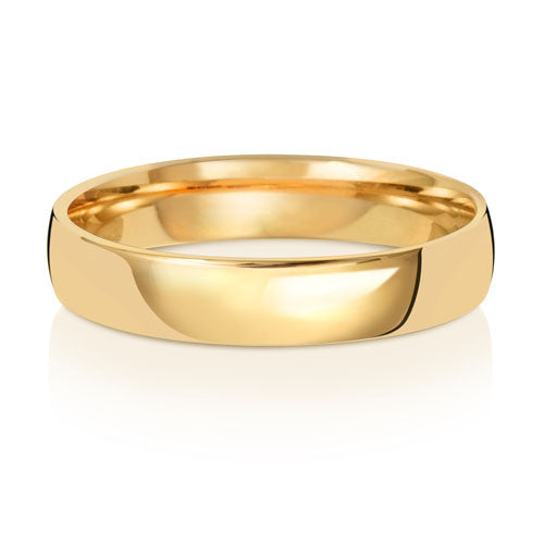 Slight Court Wedding Band 4mm in yellow gold, lying flat