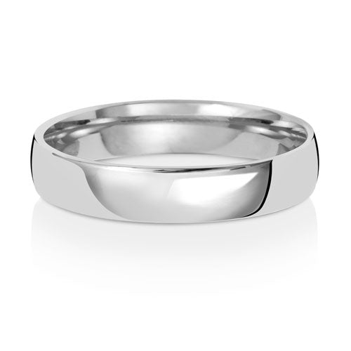 Slight Court Wedding Band 4mm in white gold, lying flat