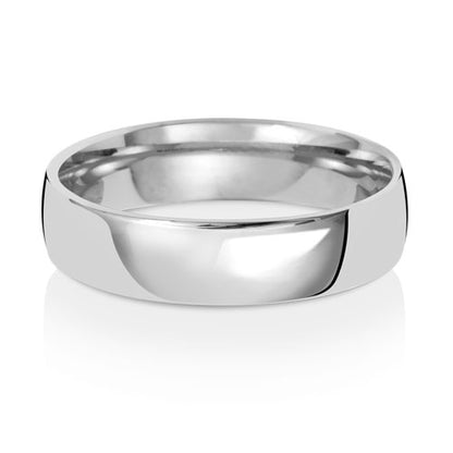 Slight Court Wedding Band 5mm in white gold, lying flat