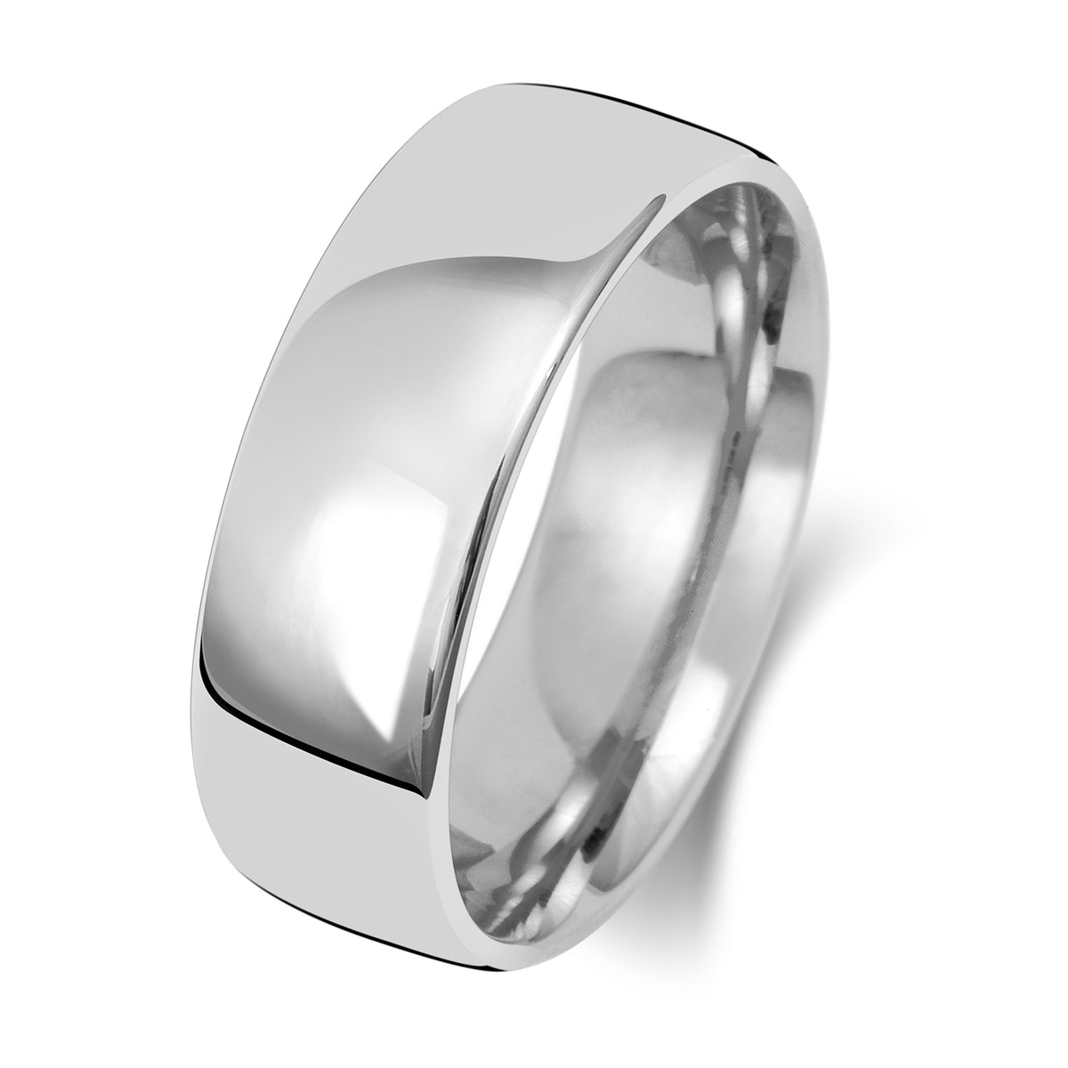 Plain Slight Court Wedding Band · 7mm in 9ct white gold