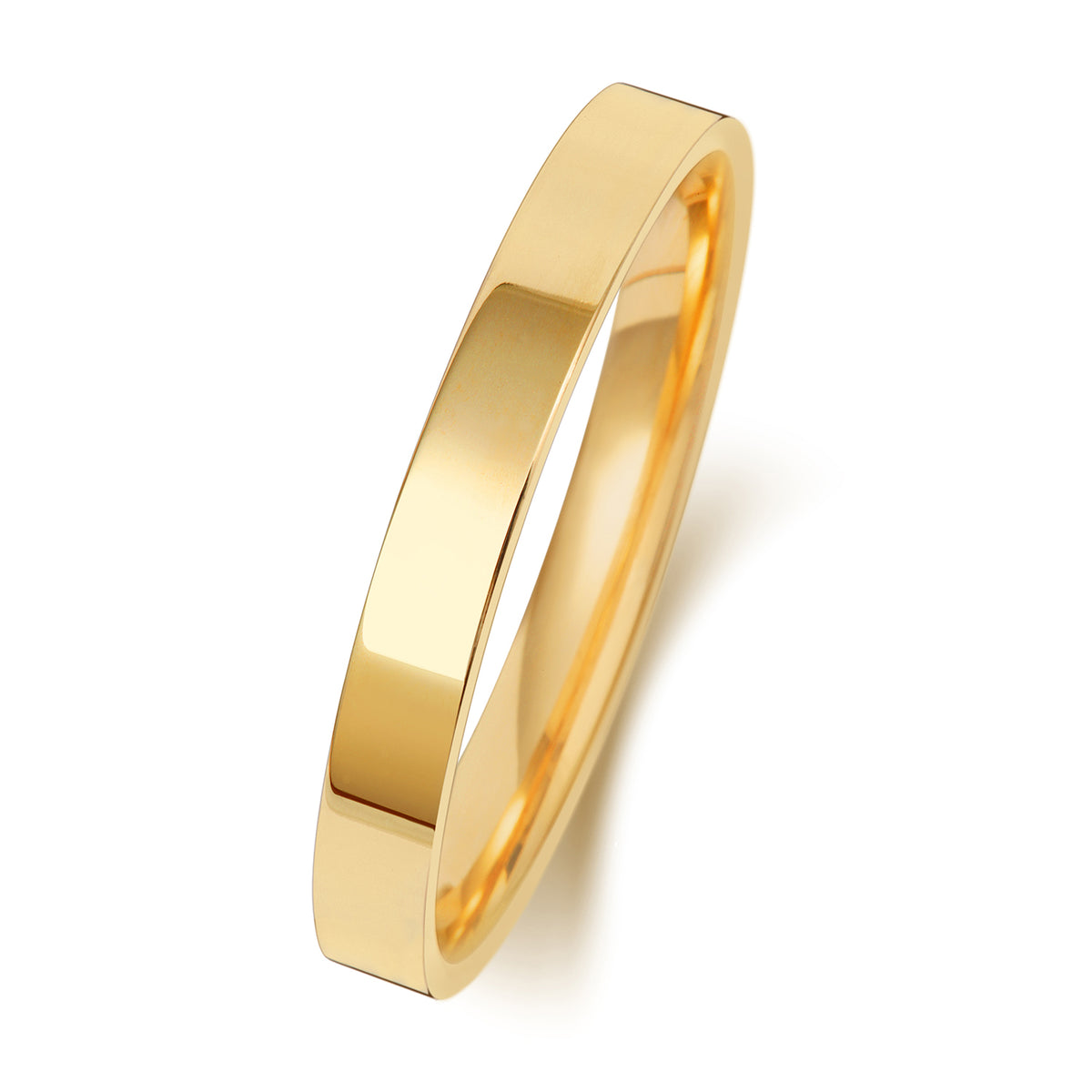 Plain Flat Court Wedding Band · 2.5mm in 9ct yellow gold