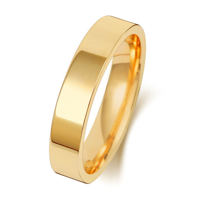 Plain Flat Court Wedding Band · 4mm in 9ct yellow gold