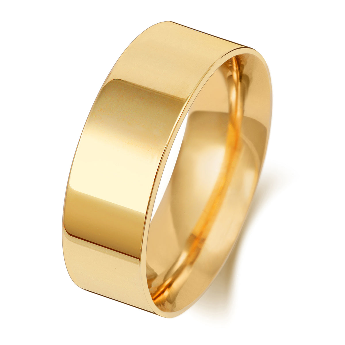 Plain Flat Court Wedding Band · 7mm in 9ct yellow gold