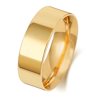 Plain Flat Court Wedding Band · 7mm in 9ct yellow gold