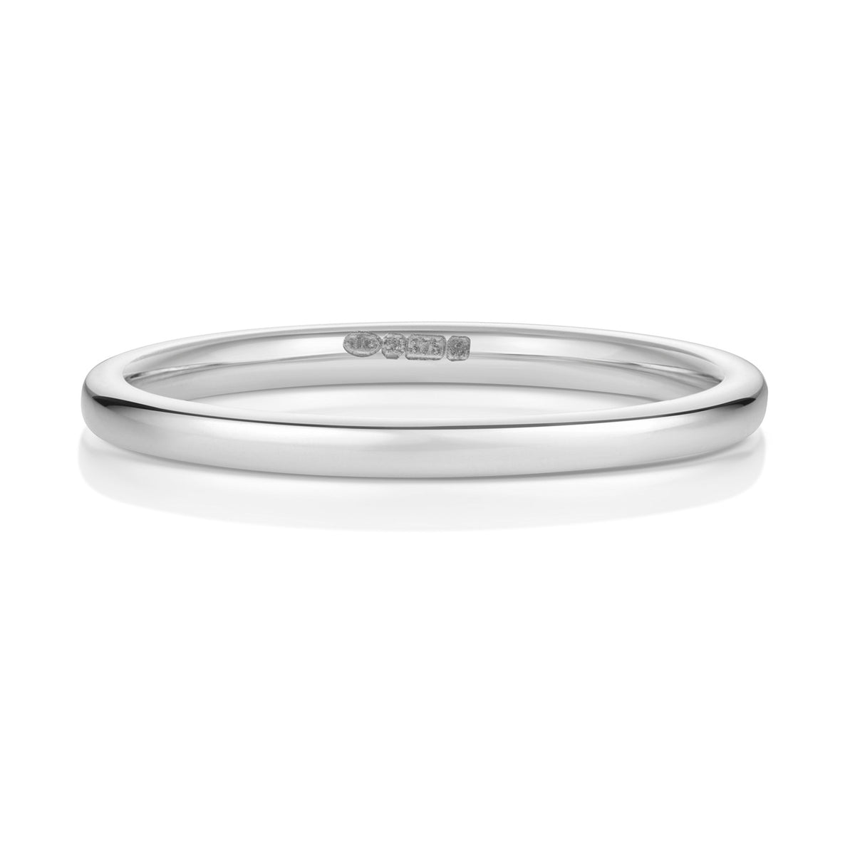 Plain Soft Court Wedding Band · 1.7mm in 9ct white gold