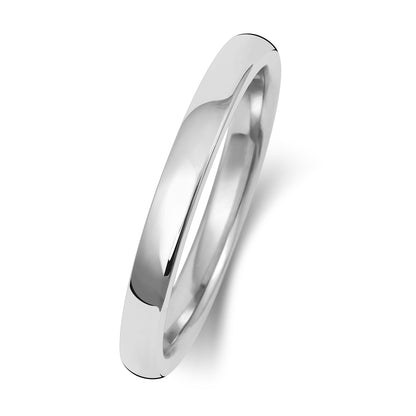 Plain Soft Court Wedding Band · 2mm in 9ct white gold