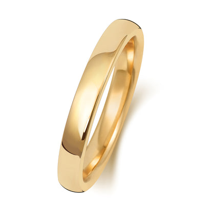 Plain Soft Court Wedding Band · 2.5mm in 9ct yellow gold