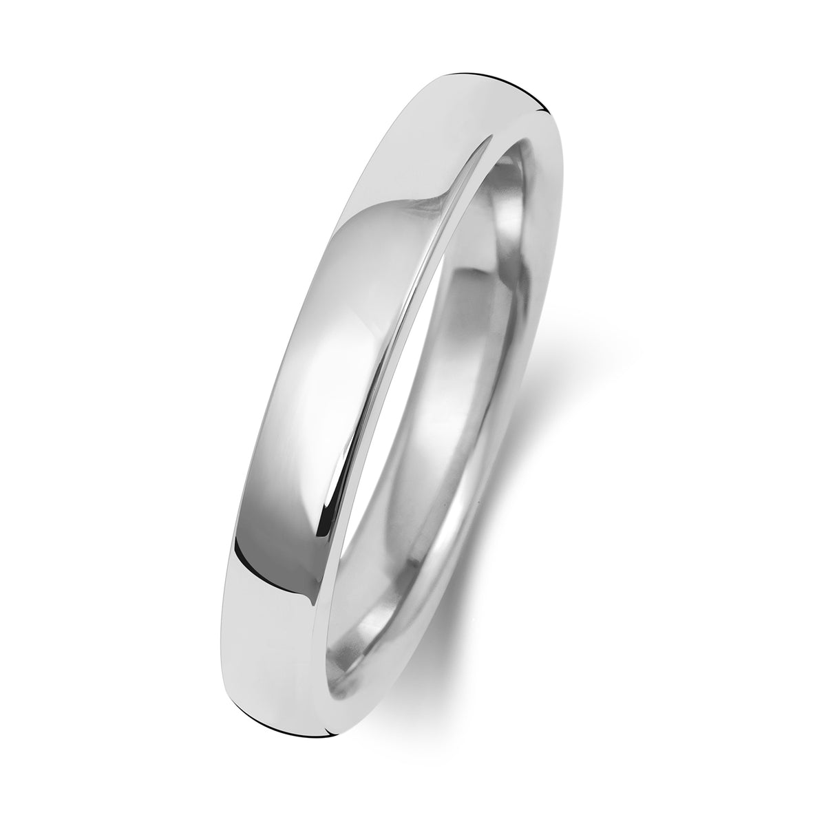 Plain Soft Court Wedding Band · 3mm in 9ct white gold