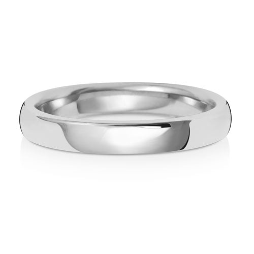 Soft Court Wedding Band 3mm in white gold, lying flat