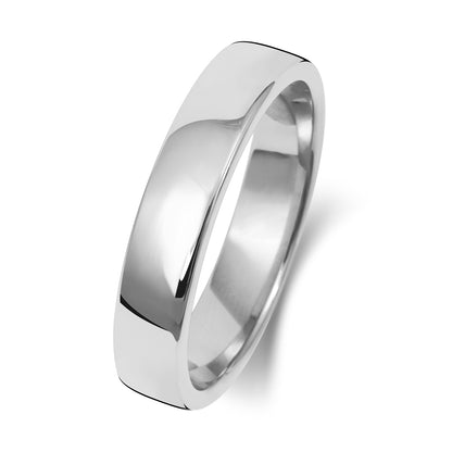 Plain Soft Court Wedding Band · 4mm in 9ct white gold