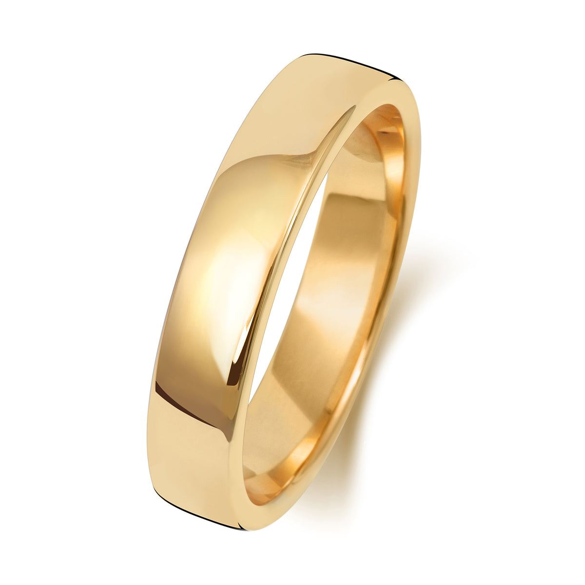 Plain Soft Court Wedding Band · 4mm in 9ct yellow gold