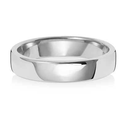 Soft Court Wedding Band 4mm in white gold, lying flat