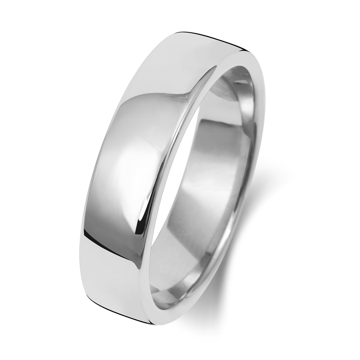 Plain Soft Court Wedding Band · 5mm in 9ct white gold