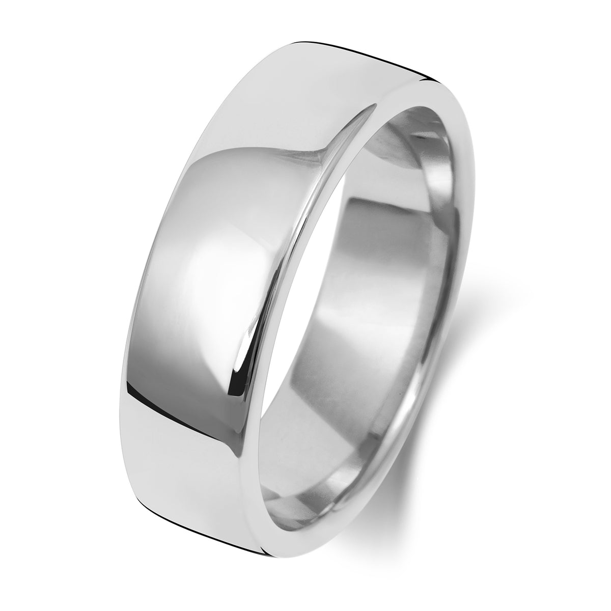 Plain Soft Court Wedding Band · 6mm in 9ct white gold