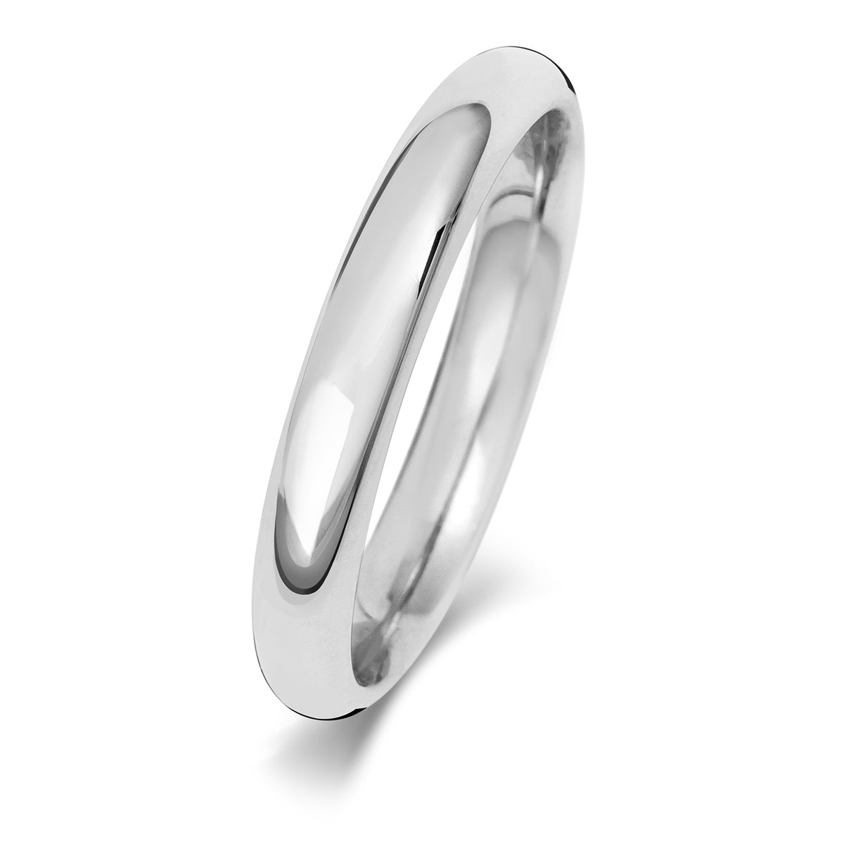 Plain Traditional Court Wedding Band · 3mm in 9ct white gold