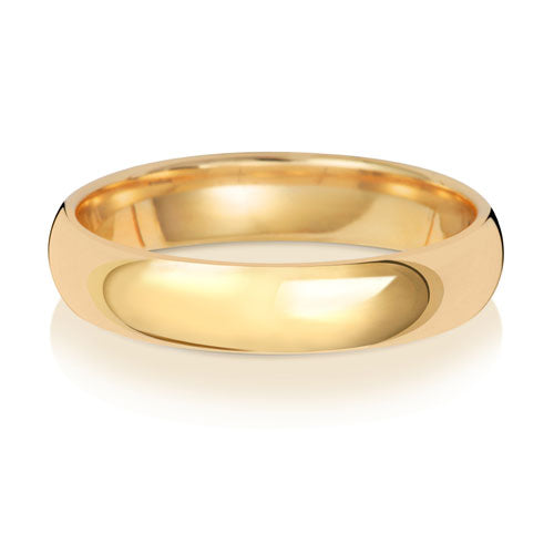 Traditional Court Wedding Band 4mm in yellow gold, lying flat